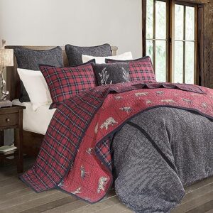 HiEnd Accents Hamilton 3 Piece Duvet Cover Set, Black and White Tweed Bed Set, Super King Size, Rustic Cabin Lodge Luxury Bedding Set, 1 Comforter Cover and 2 Pillow Shams