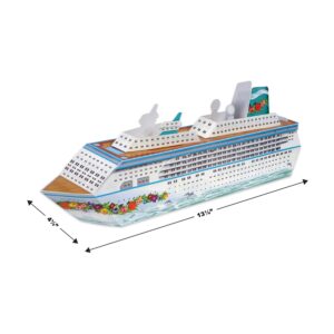 Beistle 2 Piece Three Dimensional Fillable Cruise Ship Table Centerpieces, 13.25" Nautical Decorations-Bon Voyage Ocean Theme Party Supplies, Made In USA Since 1900, Multicolor