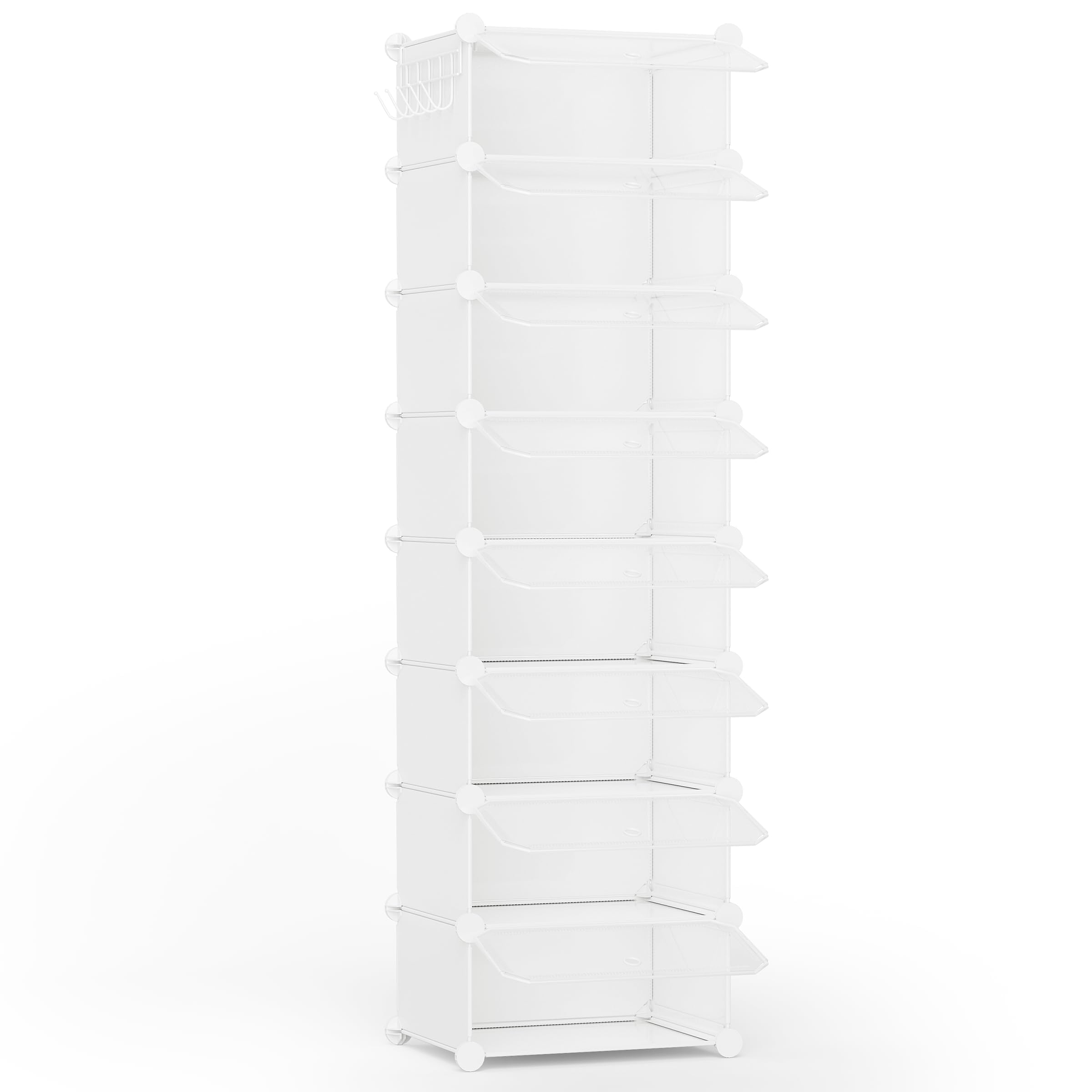 HOMICKER Shoe Rack Organizer,8 Tier Shoe Storage Cabinet with Door Expandable Plastic Shoe Shelves for Closet,Entryway,Hallway,Bedroom