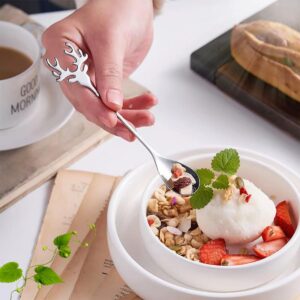 Xzhixiao 6pcs Pieces Of Stainless Steel Reindeer Spoons, Mini Antler-shaped Spoons, Espresso Stirring Spoons.