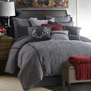 hiend accents hamilton 3 piece duvet cover set, black and white tweed bed set, super king size, rustic cabin lodge luxury bedding set, 1 comforter cover and 2 pillow shams