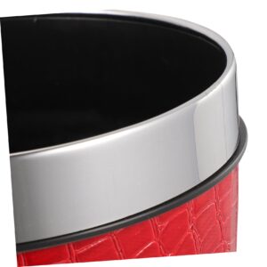 Hohopeti Red Plastic Trash Can with Leather, 1.0 Liters, for Office and Home