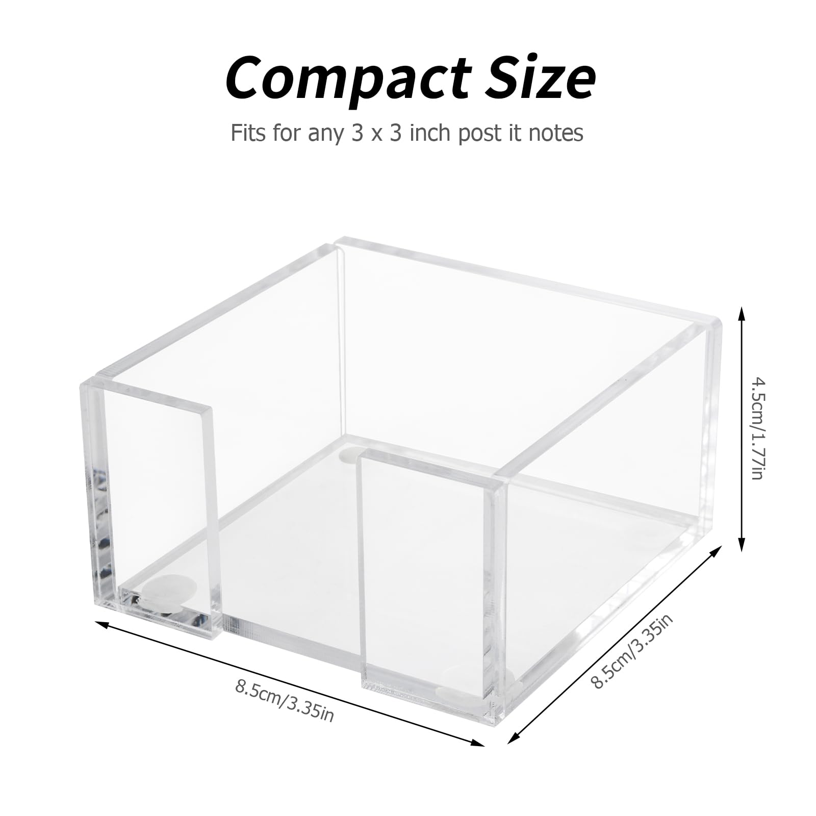 Acrylic Sticky Note Holder, 3 x 3 Crystal Clear Acrylic Notepad Holder Acrylic Sticky Note Dispenser for Dorm Room and Office Desk Organizer