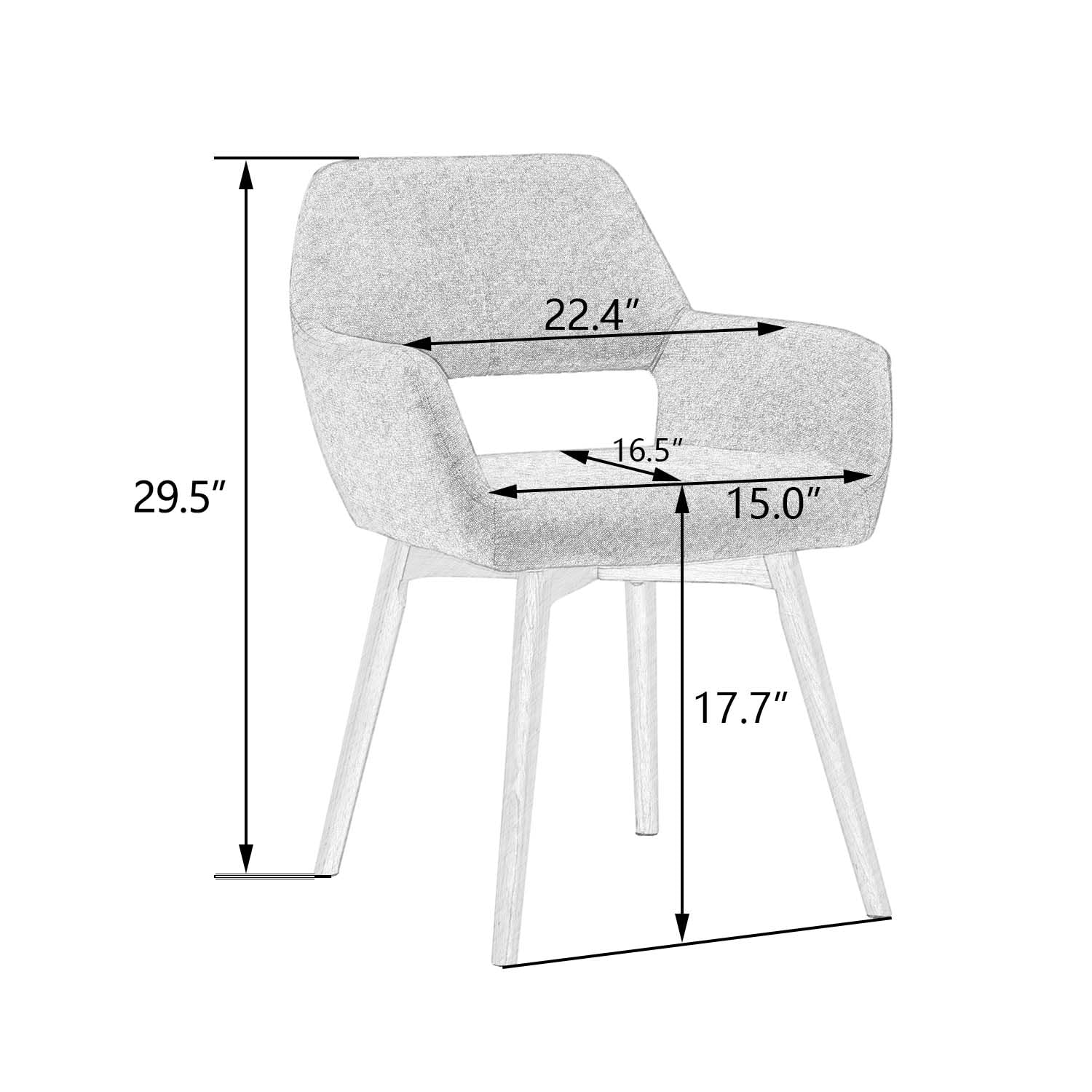 YEEFY Desk Chair No Wheels Vanity Chair Makeup Chair Comfy Accent Chair for Living Dining Room Bedroom Home Office Mid Century Modern Upholstered Arm Chair Sofa Chair (Brown, 1)