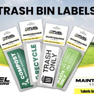 Trash Recycle Stickers – Heavy-Duty Trash Bin Labels - 3-5 Year Indoor/Outdoor Rated - Weather Proof, Ultra Durable - USA Made (6x2 inch), 10 Labels of Each, 20 Total