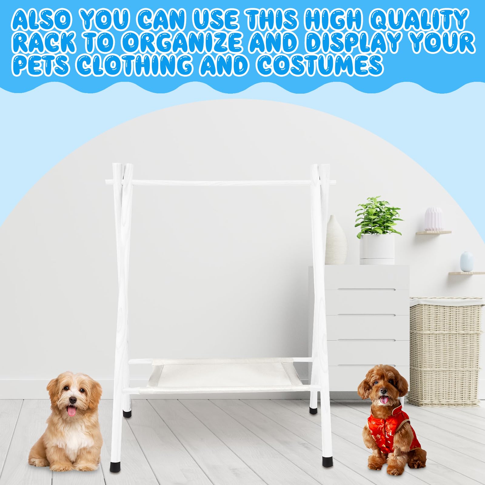 Queekay Kids Clothing Rack Kids Garment Rack for Baby Shower Pets Dolls Baby Dress up Storage Wooden Clothes Organizer with Storage Shelf Hanger Rack(White, Medium)