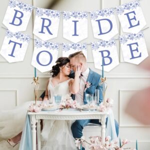 Bride To Be Banner, Blue Floral Bachelorette Bridal Party Banner for Bachelorette Bridal Party Decorations & Decor