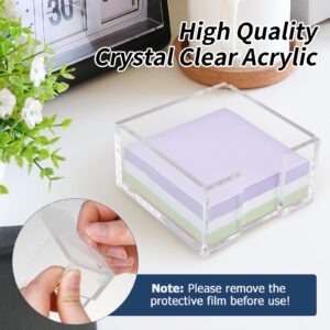 Acrylic Sticky Note Holder, 3 x 3 Crystal Clear Acrylic Notepad Holder Acrylic Sticky Note Dispenser for Dorm Room and Office Desk Organizer