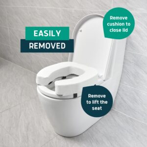 Lunderg Toilet Seat Riser for Seniors - Adds 3 inches. Universal Fit - Firm Raised Toilet Seat Cushion with High-Density Foam for Enhanced Comfort & Elevation. Post-Surgery Must Have (White)