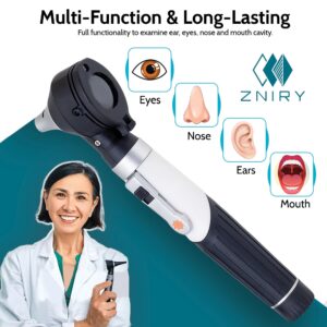 Zniry Fiber Optic Mini Otoscope - Ear Scope with Light, Ear Infection Detector (Black Color)