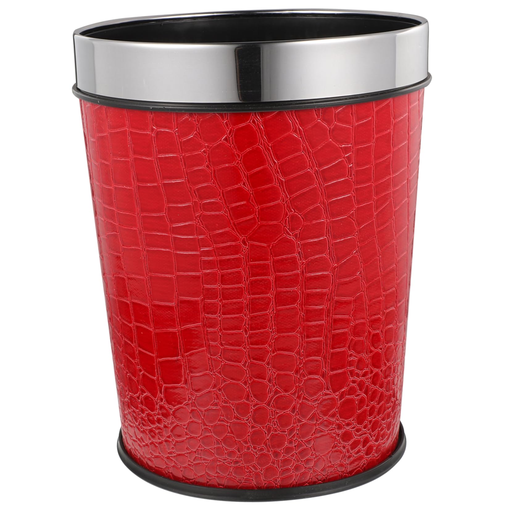 FONDOTIN Vintage Chinese Trash Can, 1.0L Capacity, Red Leather and Plastic Material, 1970s Style