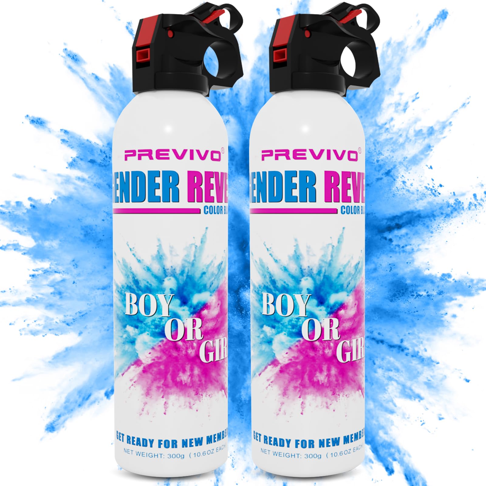 Previvo Gender Reveal Fire Extinguisher Set - 2 Pcs Bule Gender Reveal Smoke Spray - 100% Biodegradable Party Supplies- For Memorable Baby Gender Reveal Decorations & Ideas(Large Size)