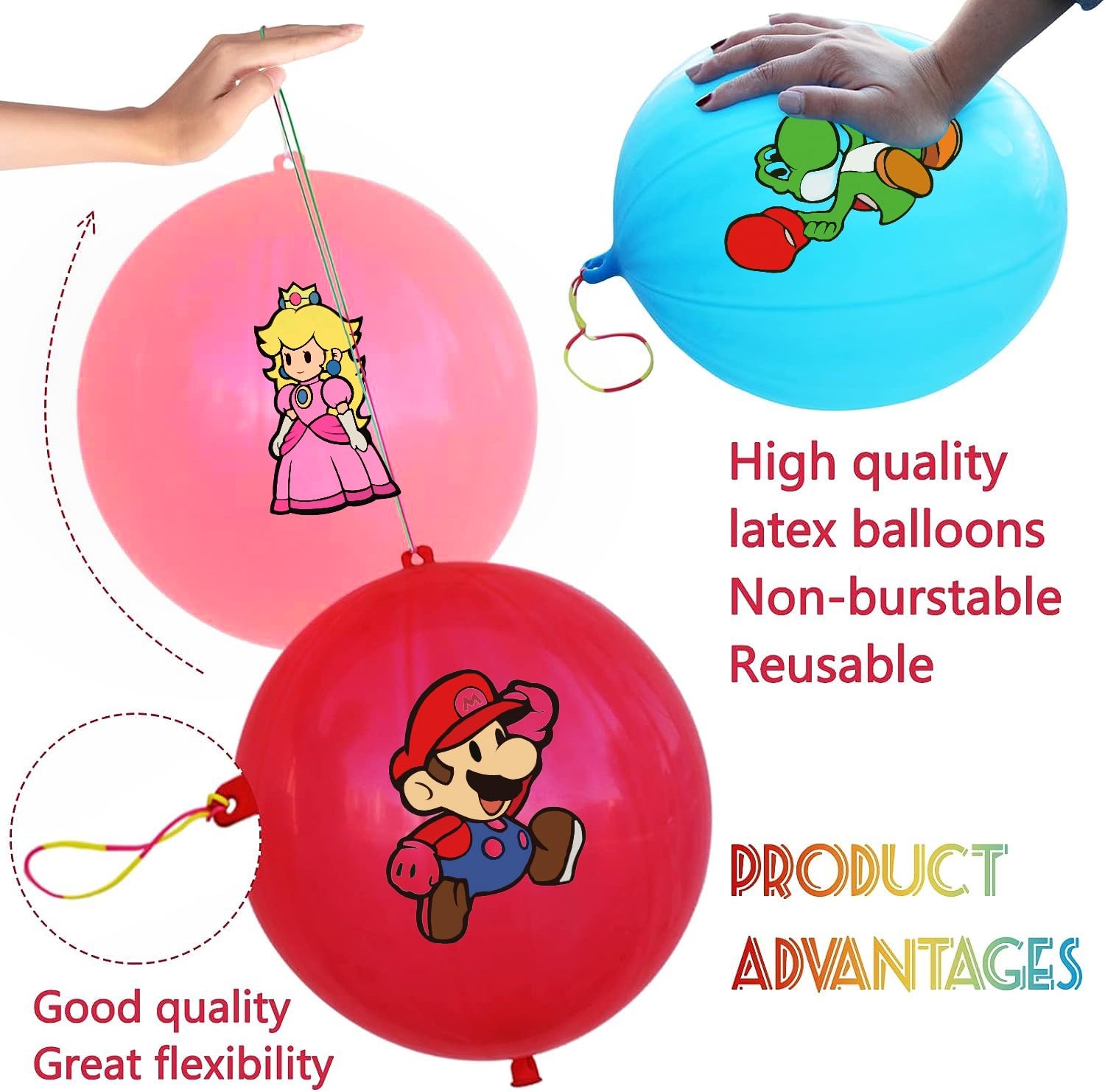 21Pcs Mario Punch Balloons Mario Party Favors for Bounce Balloons, Mario Birthday Party Supplies,Party Balloons for Birthday,Carnival,Prizes,Party Activities,School Rewards,Goodie Bags Fillers