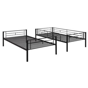 CNANXU Bunk Beds Twin Over Twin, Metal Bunk Bed with Guard Rails,Ladder for Young Boys Girls Dormitory Bedroom, No Box Spring Needed