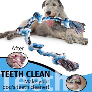 XIGOU Dog Rope Toys for Large Dogs Aggressive Chewers, Dog Chew Toys for Large Breed Indestructible, Heavy Duty Tough 3 Feet 5 Knots Dog Toy, Sturdy Rope toy for Dogs Tug of War Dog Toy Teeth Cleaning