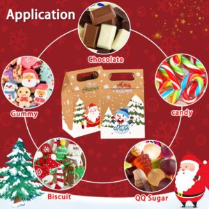 Vellibring 24PCS Christmas Kraft Candy Boxes,Christmas Kraft Paper Cookies Candy Treat Boxes Bags for Christmas Gift Wrapping Boxes Xmas Party Supplies Decorations