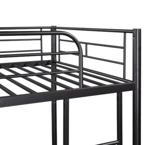 CNANXU Bunk Beds Twin Over Twin, Metal Bunk Bed with Guard Rails,Ladder for Young Boys Girls Dormitory Bedroom, No Box Spring Needed