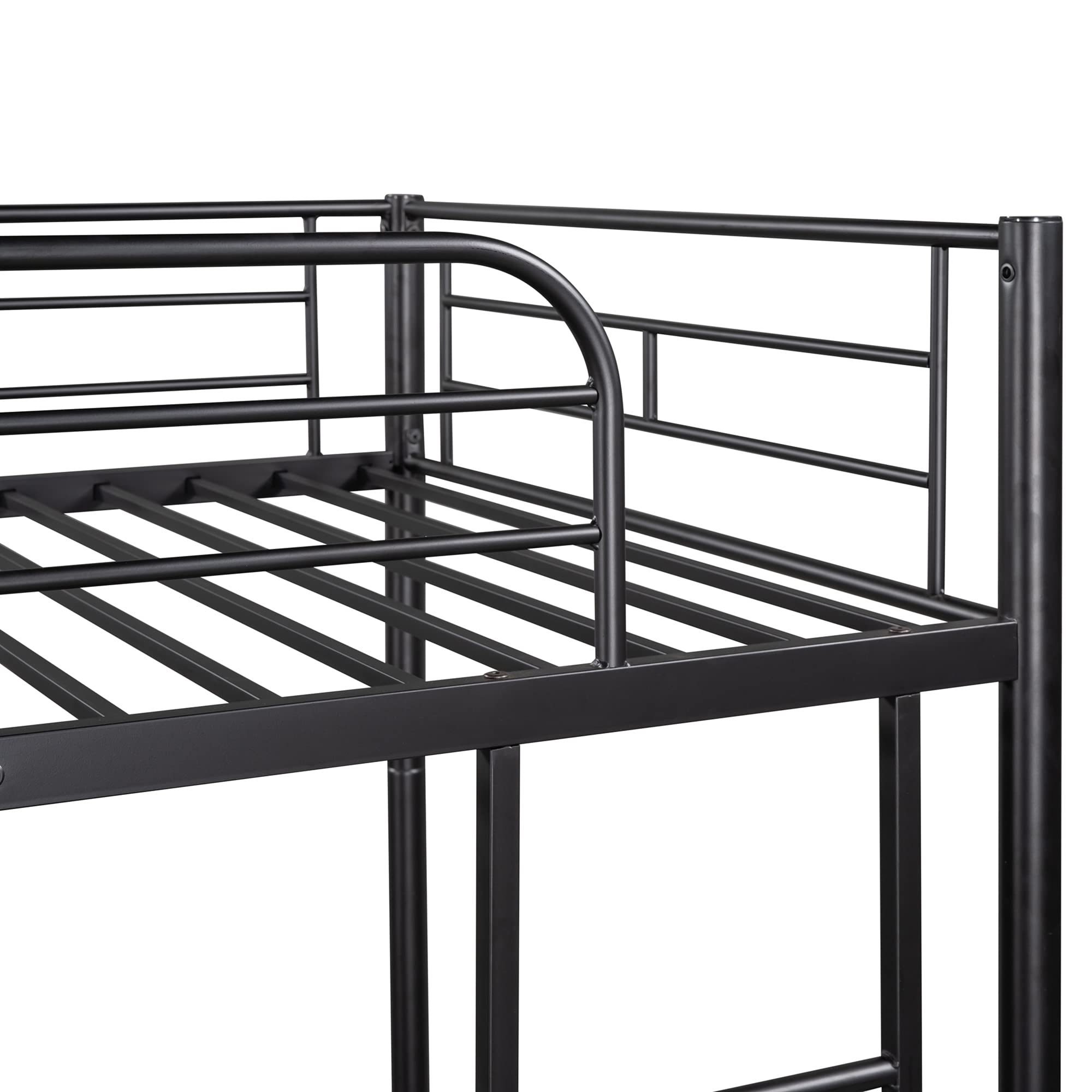 CNANXU Bunk Beds Twin Over Twin, Metal Bunk Bed with Guard Rails,Ladder for Young Boys Girls Dormitory Bedroom, No Box Spring Needed