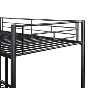 CNANXU Bunk Beds Twin Over Twin, Metal Bunk Bed with Guard Rails,Ladder for Young Boys Girls Dormitory Bedroom, No Box Spring Needed