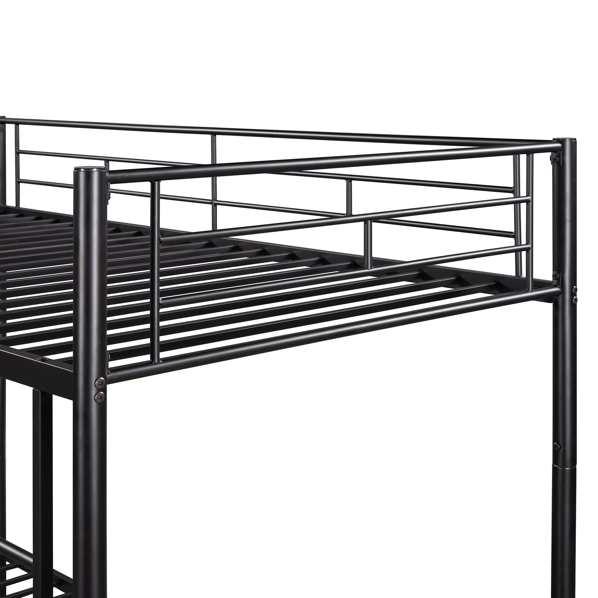 CNANXU Bunk Beds Twin Over Twin, Metal Bunk Bed with Guard Rails,Ladder for Young Boys Girls Dormitory Bedroom, No Box Spring Needed