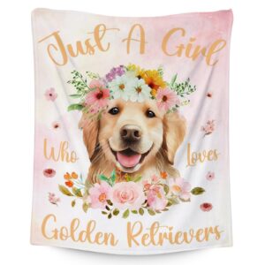 golden retriever blankets - soft fuzzy blanket throw for girls - 40"x50" flannel blankets for couch & sofa - colorful cute dog blanket gifts