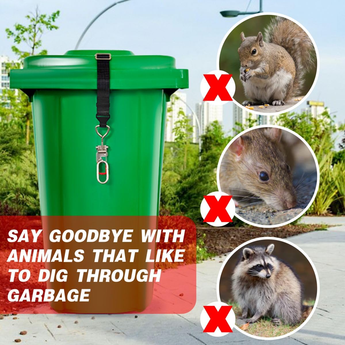 Bear Proof Trash Can Lid Lock,Trash Can Locks for Animals,Heavy Duty Trash Can Lock,Garbage Can Locks for Animals,Squirrels, Dogs, Raccoons(1 Pack)