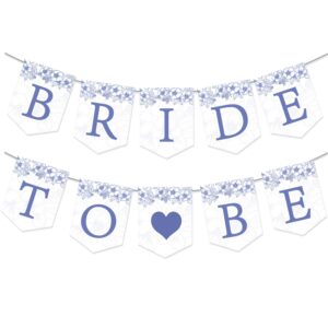 bride to be banner, blue floral bachelorette bridal party banner for bachelorette bridal party decorations & decor