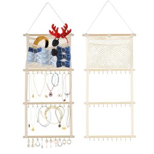 lifing hanging jewelry organizers,necklace holder with 30 hooks,jewelry hanger organize wall mounted for earrings,headband,bow holder,over the door necklace hanging rack