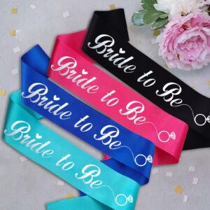 KETAOO Bride to Be Sash, Silver Foil Black Bachelorette Sash for Bridal Shower Favors Engagement or Wedding Party Accessories Hen Night Gifts