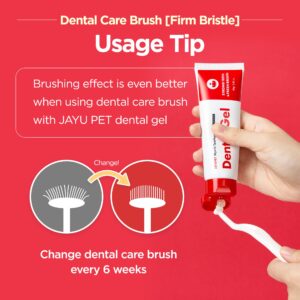 JAYU PET Dental Care Brush (Firm Bristles) 1ea - Resilient Toothbrush for Dog Tartar & Plaque Removal, Horizontal Head and S-Curved Body