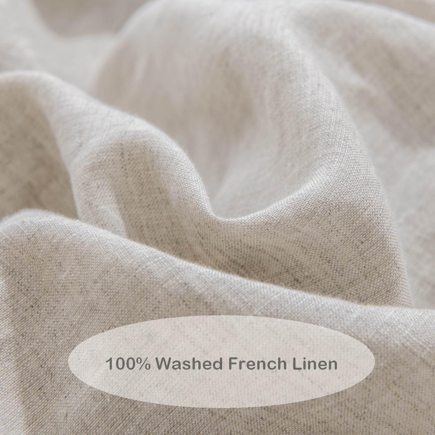 meadow park 100% Linen Duvet Cover Set Queen, 3 Pieces (1 Duvet Cover and 2 Pillow Shams), Basic Style with Button Closure, Washed French Flax, Queen Size, Natural Color