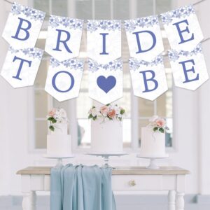 Bride To Be Banner, Blue Floral Bachelorette Bridal Party Banner for Bachelorette Bridal Party Decorations & Decor