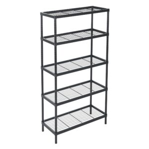 5 tier wire shelving unit storage rack, metal heavy duty utility organizers, organization units for products plant pantry, garage, laundry racks durable shelf stand,14"w x 30"l x 60"h, black