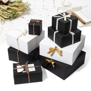 Mcfleet Large Gift Boxes with Lids 12x12x5 Inches 10 Pack Bridesmaid Proposal Boxes White Extra Deep Gift Box for Presents, Craft Boxes for Christmas, Wedding, Graduation, Holiday, Birthday Gift