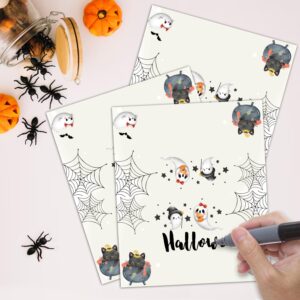 Halloween Table Place Cards, Editable Name Place Cards, 25 Pack Buffet Food Tent Labels, Double Design Name Cards, Halloween Thanksgiving Party Decorations, Easy Folding for Dinner Party - L527