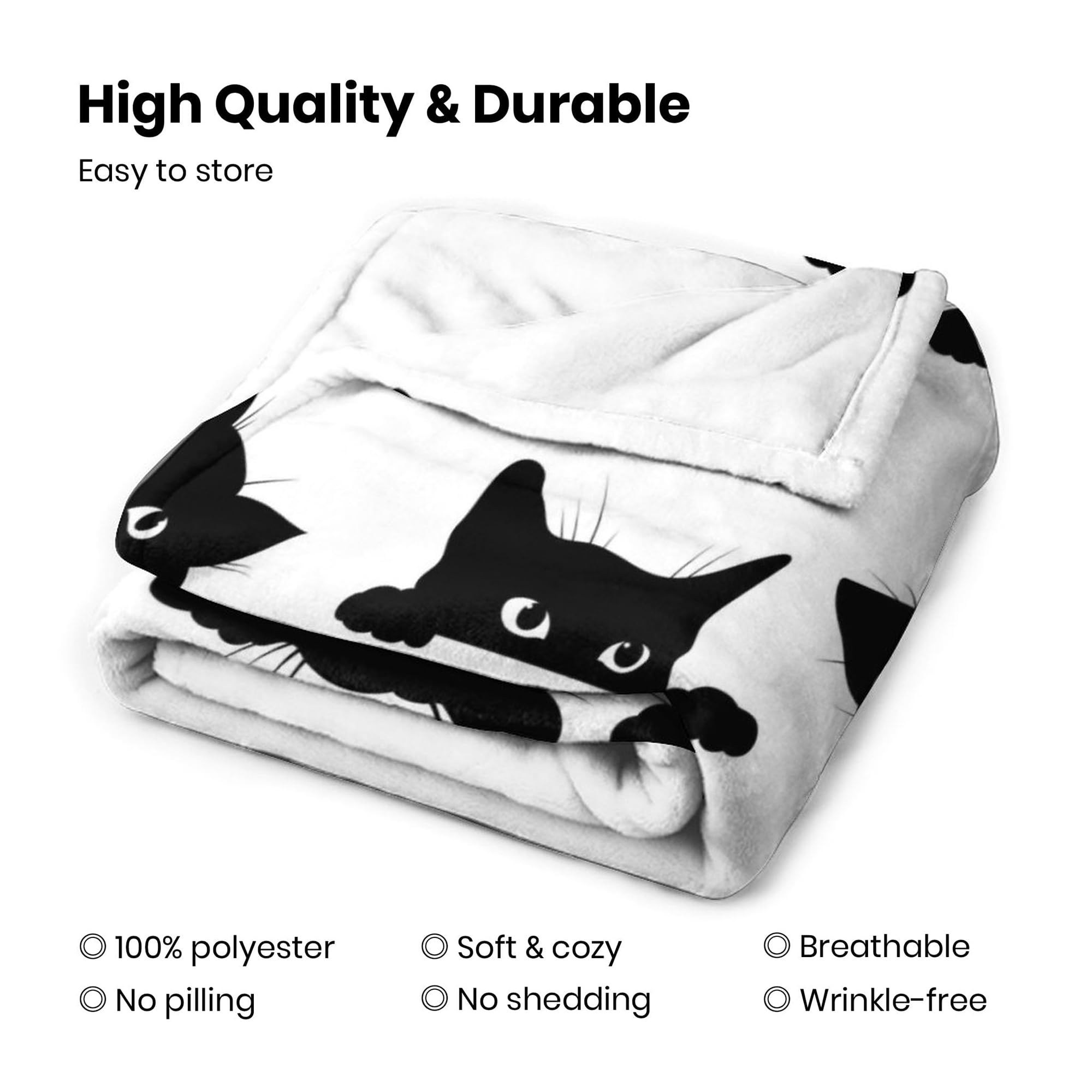 Black Cat Blanket Soft Cozy Fuzzy Flannel Cute Cats Throw Blanket for teens Kids Toddlers Kawaii Kitten Throw Blankets for Couch Bed Sofa Cat Living Room Decor Blankets Gifts for All Season 50x60 Inch