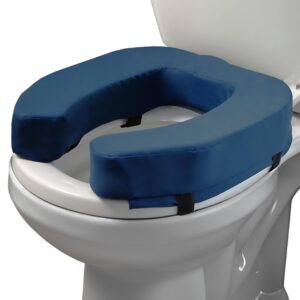 lunderg toilet seat riser for seniors - adds 3 inches - universal fit - firm raised toilet seat cushion with high-density foam for enhanced comfort & elevation. post-surgery must have (blue)