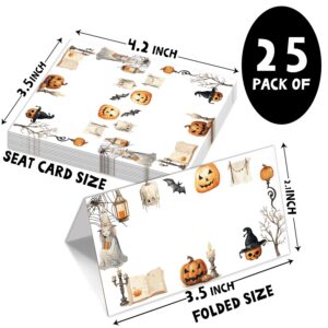 Set of 25 Halloween Tent Table Place Card Party Table Place Tent Labels, Editable Name of Place Cards, Collapsible, Halloween Thanksgiving Birthday Buffet Dinner Party Decorations - JY891