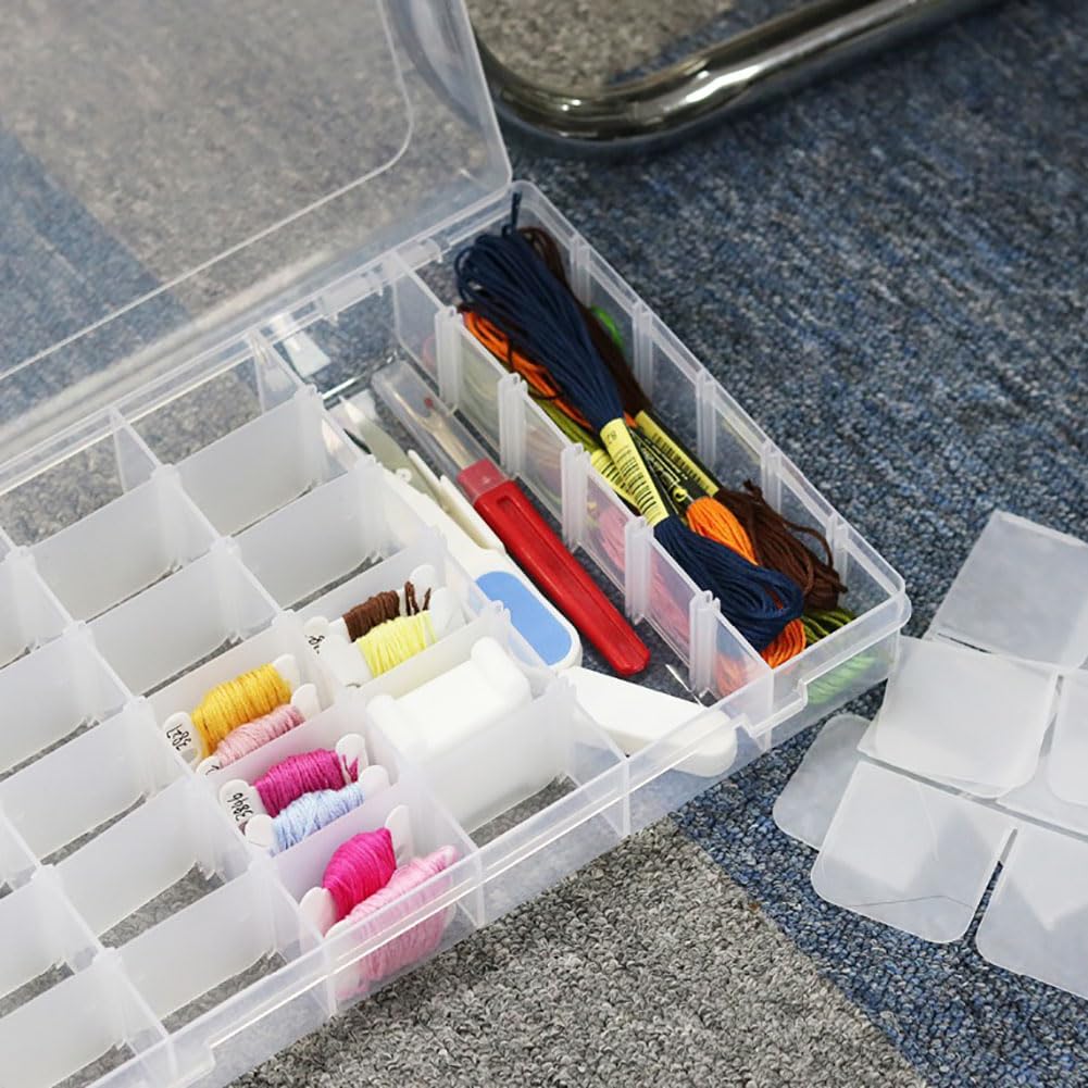 ccHuDE 36 Grids Embroidery Floss Box Plastic Embroidery Threads Storage Box Cross Stitch Threads Organizer Case Jewelry Craft Container with 100 Pcs Floss Bobbins