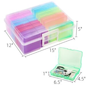 Goaste 4" x 6" Photo Cases and Clear Craft Keeper, 16 Inner Cases Plastic Storage Container Box, Extra Large Transparent Picture Organizer Boxes for Art Supplies, Stickers, Stamps, Seeds, Scrapbooking