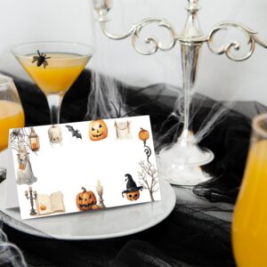 Set of 25 Halloween Tent Table Place Card Party Table Place Tent Labels, Editable Name of Place Cards, Collapsible, Halloween Thanksgiving Birthday Buffet Dinner Party Decorations - JY891