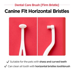 JAYU PET Dental Care Brush (Firm Bristles) 1ea - Resilient Toothbrush for Dog Tartar & Plaque Removal, Horizontal Head and S-Curved Body