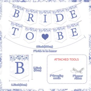 Bride To Be Banner, Blue Floral Bachelorette Bridal Party Banner for Bachelorette Bridal Party Decorations & Decor