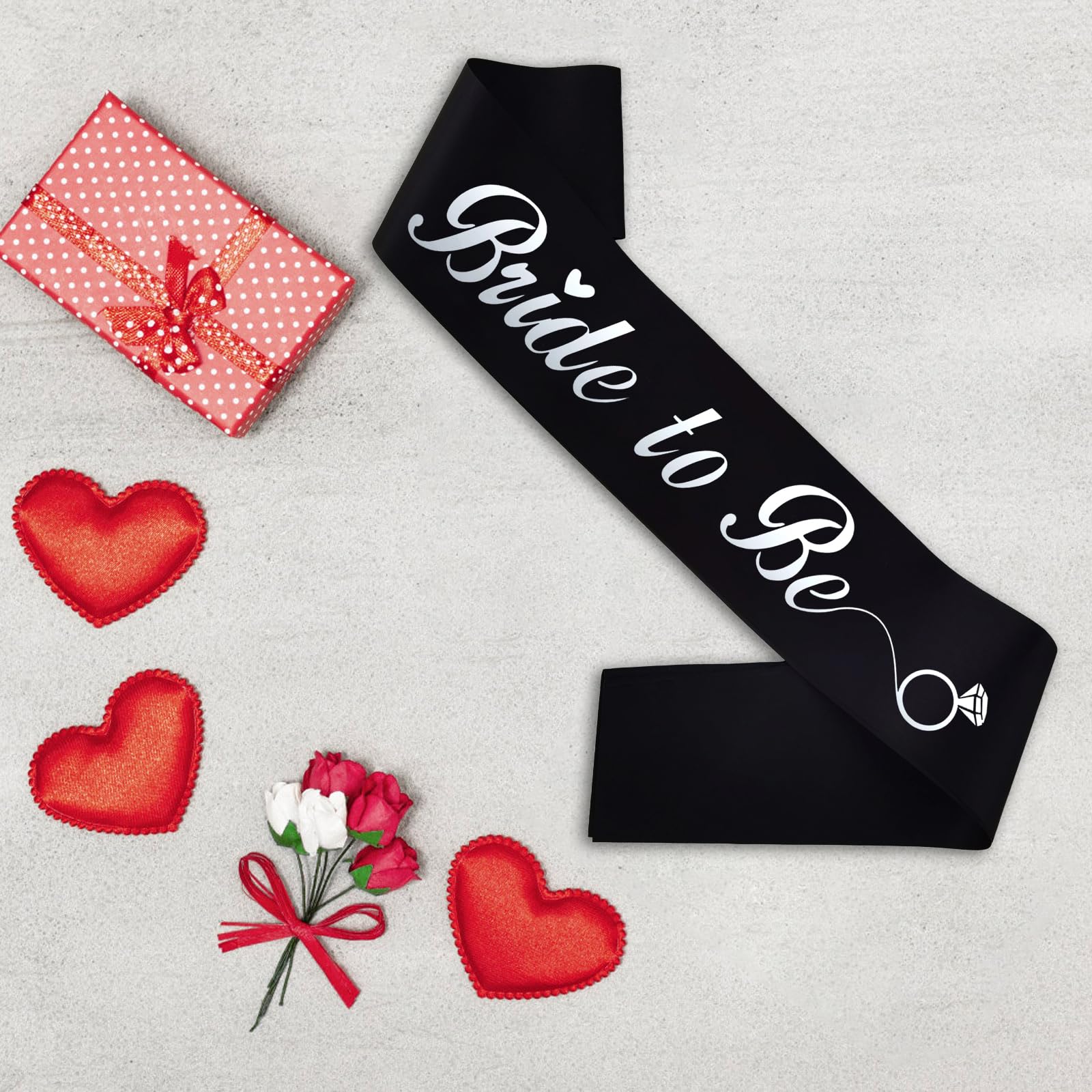 KETAOO Bride to Be Sash, Silver Foil Black Bachelorette Sash for Bridal Shower Favors Engagement or Wedding Party Accessories Hen Night Gifts