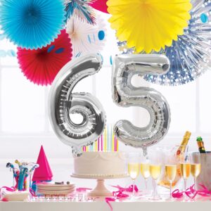 YFHVJTKO 40 Inch Number 56 Foil Balloons 56th Celebration Decorations for 56th Birthday Party Wedding Bridal Shower Engagement Photo Shoot Anniversary Decoration, Number 56 Silver Balloon (Pack of 1)