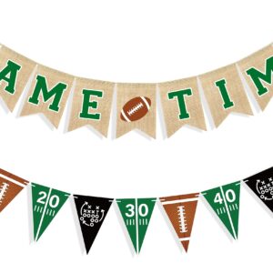 Uniwish Game Time Burlap Banner Football Party Decorations Sports Football Theme Baby Shower Birthday Party Favors Indoor Outdoor Home Decor