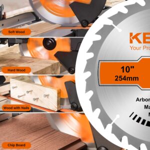 KENDO 2-Pack 10 Inch 40T&60T Carbide-Tipped Circular Saw Blade with 5/8 Inch Arbor, Professional ATB Finishing Woodworking Miter/Table Saw Blades for Plywood, Laminate, Ripping Wood