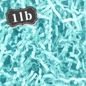 zebmoon 1 lb aqua cyan crinkle cut paper shred filler great for gift wrapping, basket filling, birthday, wedding, halloween, thanksgiving, christmas day, new year party decorations filling supplies