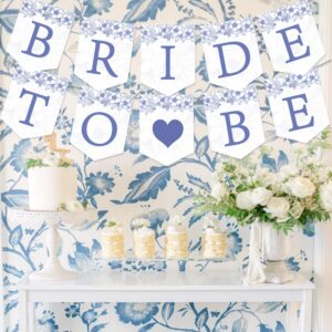 Bride To Be Banner, Blue Floral Bachelorette Bridal Party Banner for Bachelorette Bridal Party Decorations & Decor