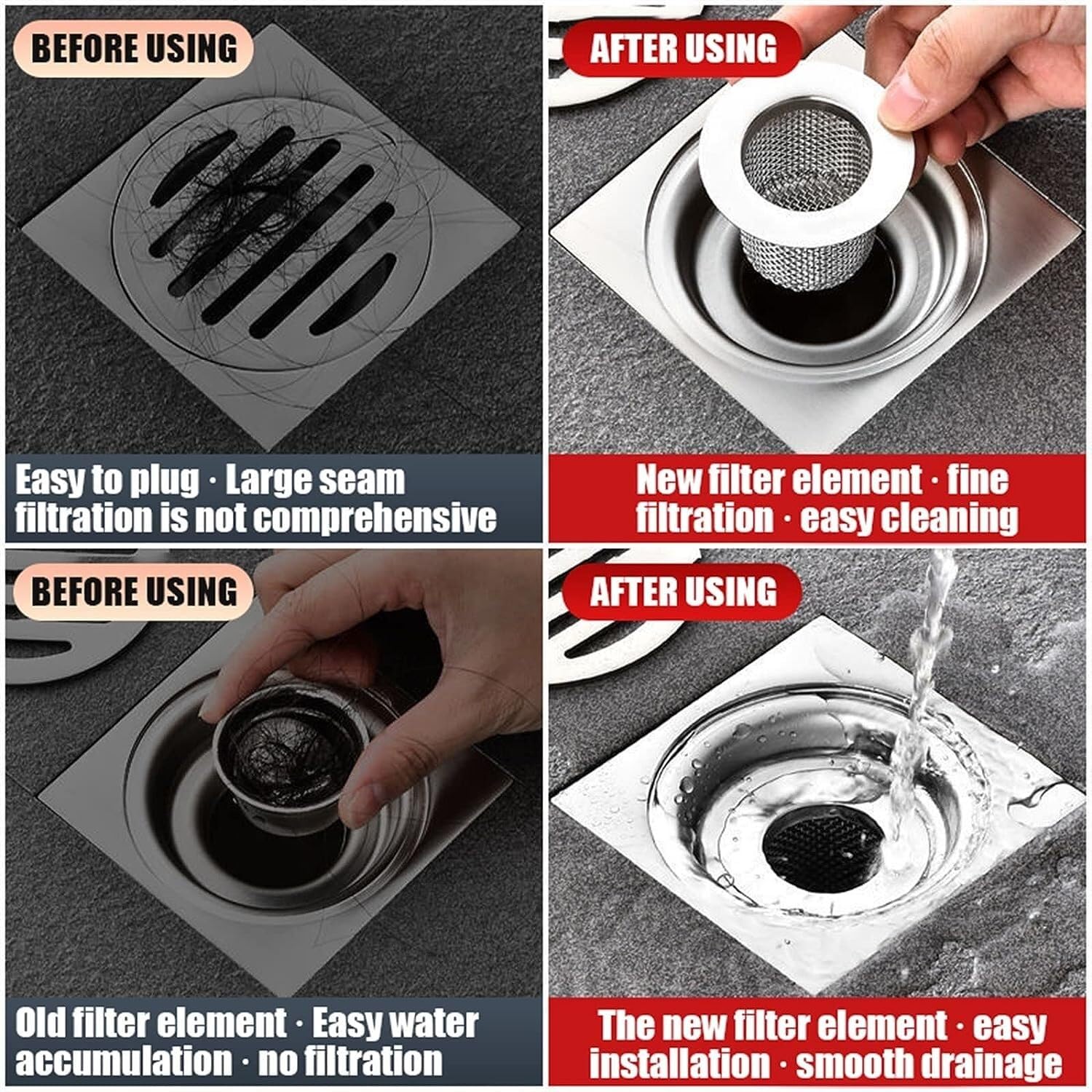 Drain Strainer,Sink Stopper,Stainless Steel Kitchen Sink Strainer Floor Drain Strainer Anti-Clogging Strainer Bathtub Hair Trap Shower Drain Strainer Drain Pipe